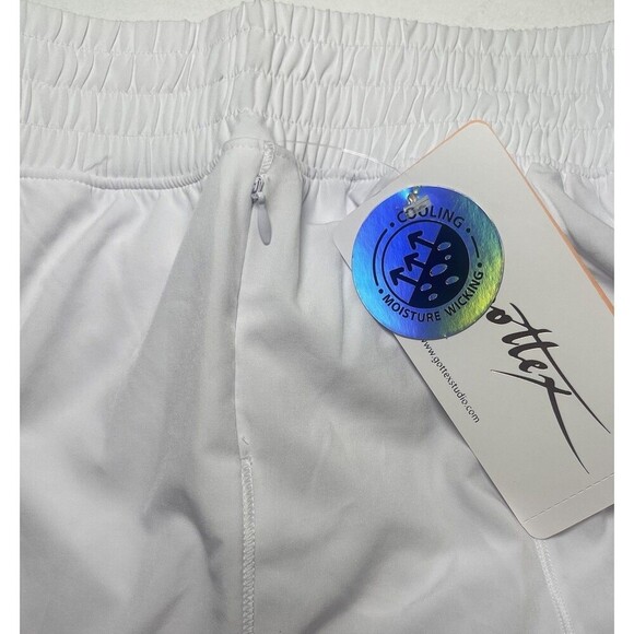 Gottex Studio White Active Running Shorts Sz Large NWT Stretch Moisture Wicking - Picture 5 of 8
